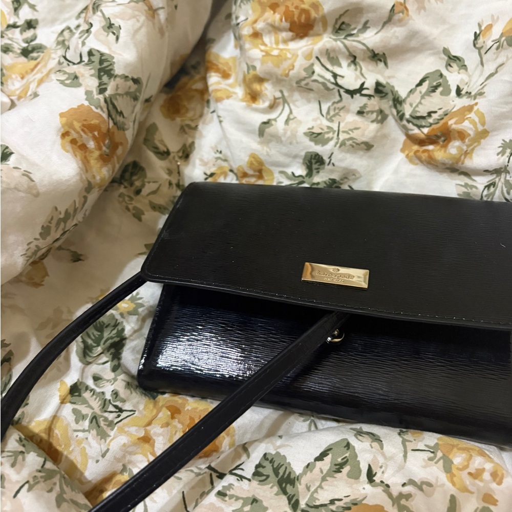 Kate Spade Black Clutch with Gold Accent - Picture 2 of 4